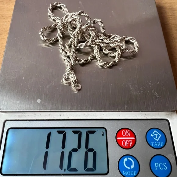LONG SOLID ROPE CHAIN NECKLACE 925 STERLING SILVER THICK, HEAVY, WELL MADE 23